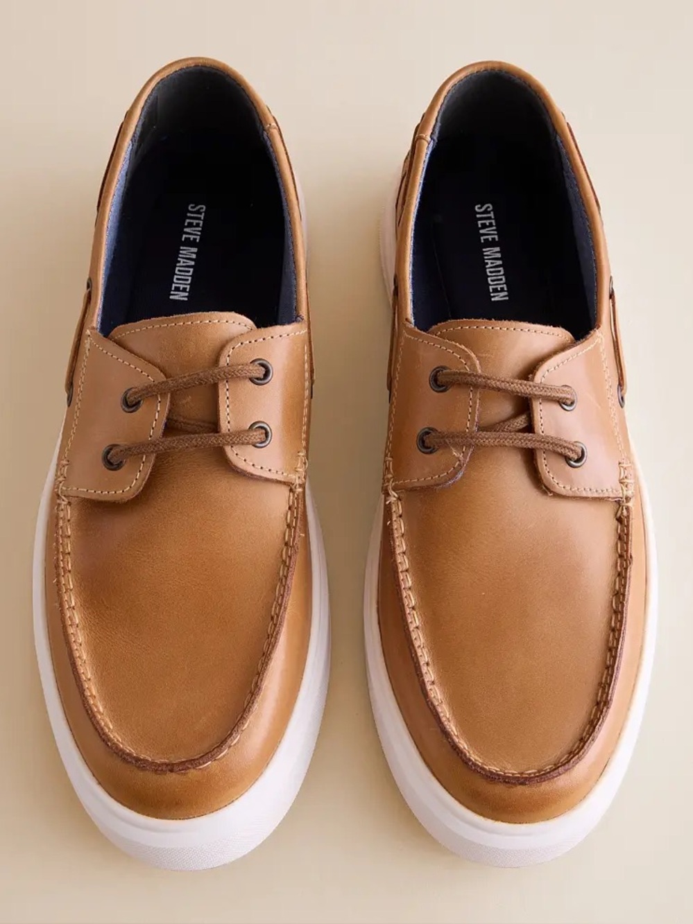 Steve Madden Tan Parnel Leather Boat Shoe‎